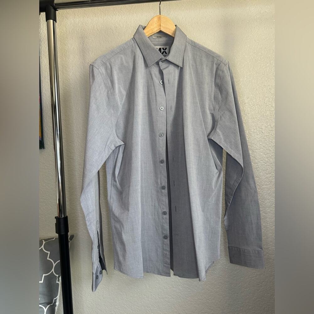 Express Gray 1MX Fitted Dress Shirt Professional Business Attire | Size L